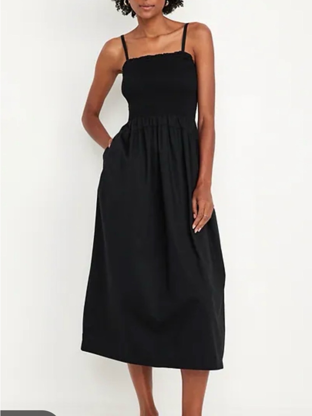 100% Cotton Black Smocked Midi Dress with Cut Outs by Old Navy Size S